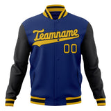 Custom Royal & Black Solid Color Varsity Jacket JA01240607CK525