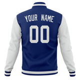 Custom Royal & White Solid Color Varsity Jacket JA01240607CK529