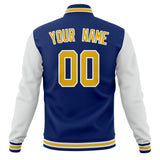 Custom Royal & White Solid Color Varsity Jacket JA01240607CK530