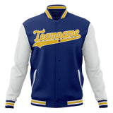 Custom Royal & White Solid Color Varsity Jacket JA01240607CK530