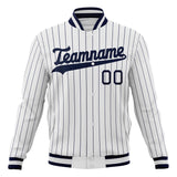 Custom White & Navy Solid Color Varsity Jacket JA01240607CK612