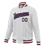 Custom White & Navy Black Pinstripe Varsity Jacket JA01240607CK613