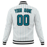 Custom White & Teal Teal Pinstripe Varsity Jacket JA01240607CK614