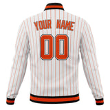 Custom White & Orange Orange Pinstripe Varsity Jacket JA01240607CK617