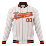 Custom White & Orange Orange Pinstripe Varsity Jacket JA01240607CK617