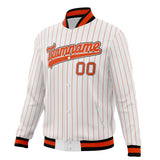 Custom White & Orange Orange Pinstripe Varsity Jacket JA01240607CK617