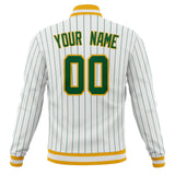 Custom White & Kelly-Green Kelly Green Pinstripe Varsity Jacket JA01240607CK618