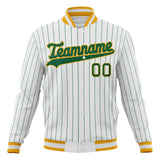 Custom White & Kelly-Green Kelly Green Pinstripe Varsity Jacket JA01240607CK618