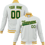 Custom White & Kelly-Green Kelly Green Pinstripe Varsity Jacket JA01240607CK618