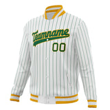 Custom White & Kelly-Green Kelly Green Pinstripe Varsity Jacket JA01240607CK618