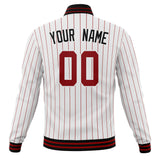 Custom White & Red Red Pinstripe Varsity Jacket JA01240607CK619