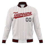 Custom White & Red Red Pinstripe Varsity Jacket JA01240607CK619