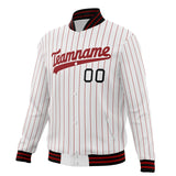 Custom White & Red Red Pinstripe Varsity Jacket JA01240607CK619