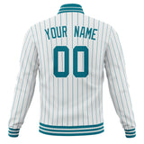 Custom White & Teal Teal Pinstripe Varsity Jacket JA01240607CK620