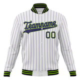 Custom White & Purple Purple Pinstripe Varsity Jacket JA01240607CK621