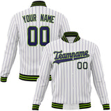 Custom White & Purple Purple Pinstripe Varsity Jacket JA01240607CK621