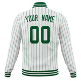 Custom White & Kelly-Green Kelly Green Pinstripe Varsity Jacket JA01240607CK622