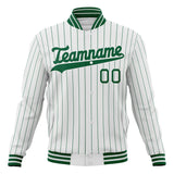 Custom White & Kelly-Green Kelly Green Pinstripe Varsity Jacket JA01240607CK622