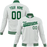 Custom White & Kelly-Green Kelly Green Pinstripe Varsity Jacket JA01240607CK622