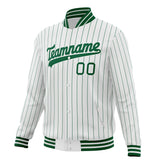 Custom White & Kelly-Green Kelly Green Pinstripe Varsity Jacket JA01240607CK622