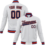 Custom White & Navy Navy Pinstripe Varsity Jacket JA01240607CK624