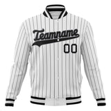 Custom White & Black Black Pinstripe Varsity Jacket JA01240607CK625