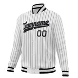 Custom White & Black Black Pinstripe Varsity Jacket JA01240607CK625