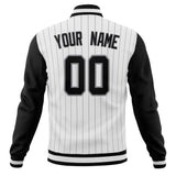 Custom White & Black Gray Pinstripe Varsity Jacket JA01240607CK627