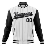 Custom White & Black Gray Pinstripe Varsity Jacket JA01240607CK627