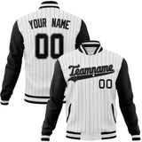 Custom White & Black Gray Pinstripe Varsity Jacket