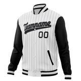 Custom White & Black Gray Pinstripe Varsity Jacket JA01240607CK627