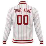 Custom White & Red Red Pinstripe Varsity Jacket JA01240607CK628