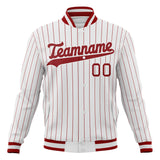 Custom White & Red Red Pinstripe Varsity Jacket JA01240607CK628