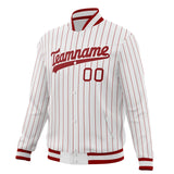 Custom White & Red Red Pinstripe Varsity Jacket JA01240607CK628