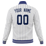 Custom White & Navy Navy Pinstripe Varsity Jacket JA01240607CK629