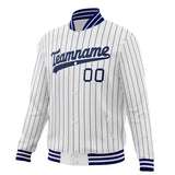 Custom White & Navy Navy Pinstripe Varsity Jacket JA01240607CK629