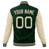 Custom Green & Cream Solid Color Varsity Jacket JA01240607JZ221