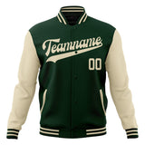 Custom Green & Cream Solid Color Varsity Jacket JA01240607JZ221