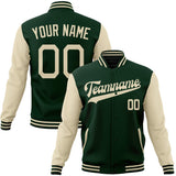 Custom Green & Cream Solid Color Varsity Jacket JA01240607JZ221