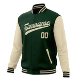 Custom Green & Cream Solid Color Varsity Jacket JA01240607JZ221