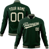 Custom Green & Cream Solid Color Varsity Jacket