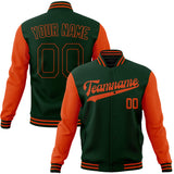 Custom Green & Orange Solid Color Varsity Jacket