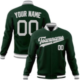 Custom Green & Gray Solid Color Varsity Jacket