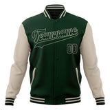 Custom Green & Cream Solid Color Varsity Jacket JA01240607JZ227