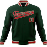 Custom Green & Red Solid Color Varsity Jacket JA01240607JZ228