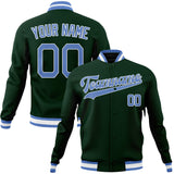 Custom Green & Light-Blue Solid Color Varsity Jacket