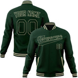 Custom Green & Cream Solid Color Varsity Jacket