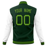 Custom Green & Neon-Green Solid Color Varsity Jacket JA01240607JZ232