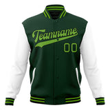 Custom Green & Neon-Green Solid Color Varsity Jacket JA01240607JZ232