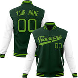 Custom Green & Neon-Green Solid Color Varsity Jacket JA01240607JZ232